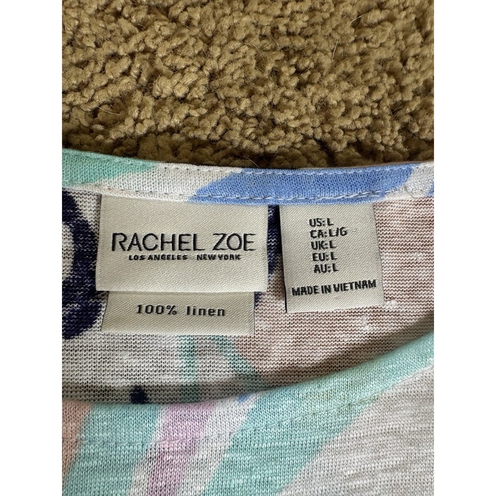 Rachel Zoe Top Women's Large Quinny 100% Linen Floral Abstract‎ Lightweight - Picture 2 of 8